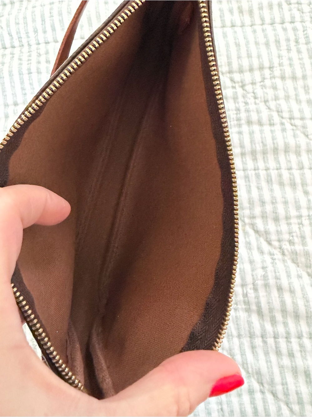 Louis Vuitton Monogram Canvas Shoulder Pochette in Brown and Tan - Picture 9 of 11